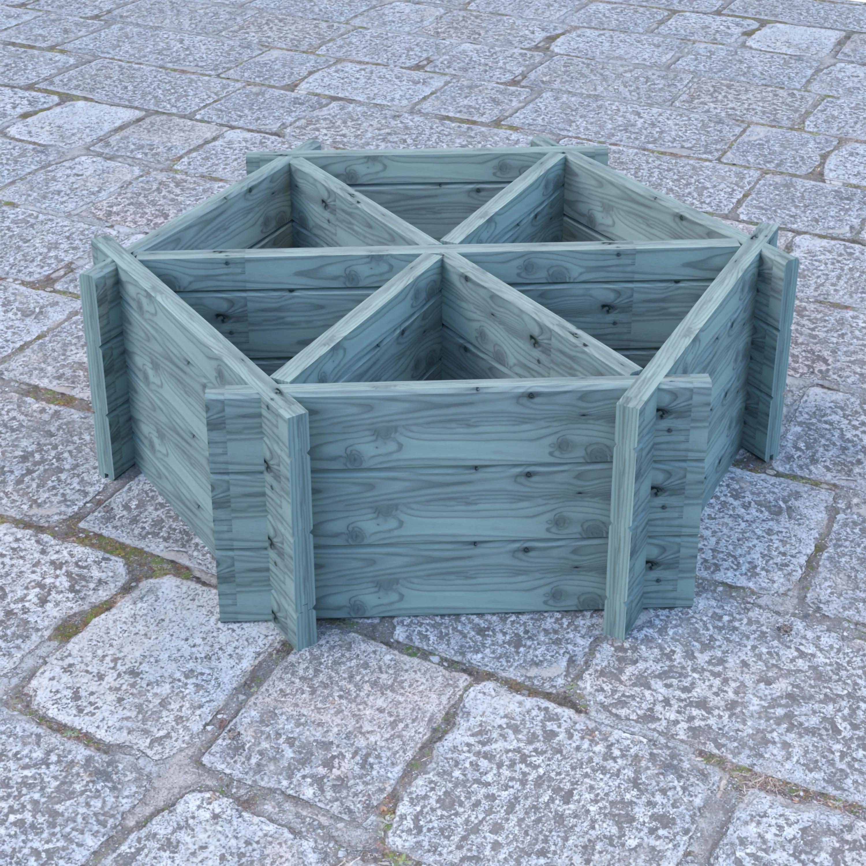 Garden Planter Hexagonal Larch 6 Section Blue Grey by Shire - 1m - Image 5