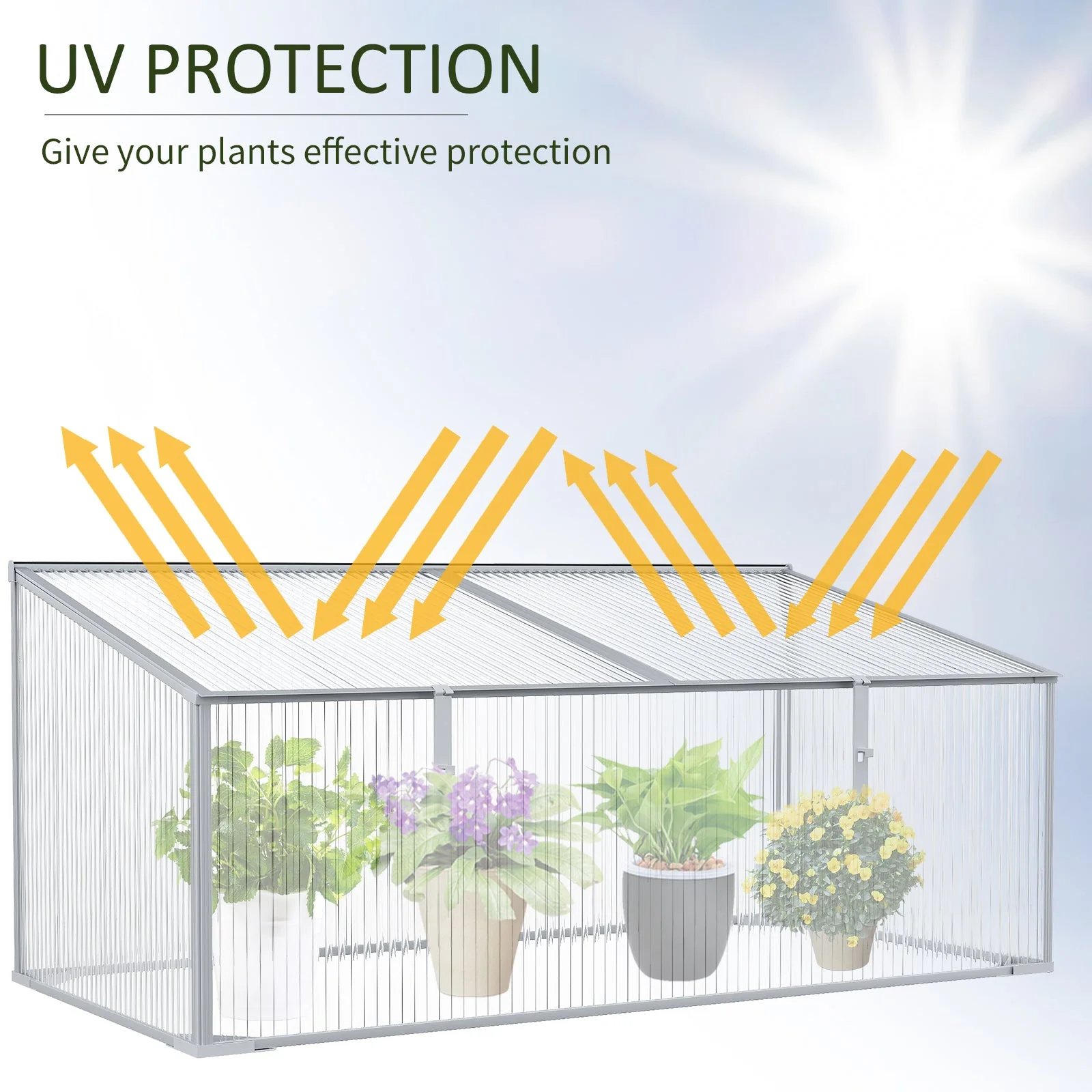 Garden Polycarbonate Cold Frame Greenhouse Grow House Flower Vegetable Plants Bed Aluminium Frame 99L x 60W x 44H cm - Image 6