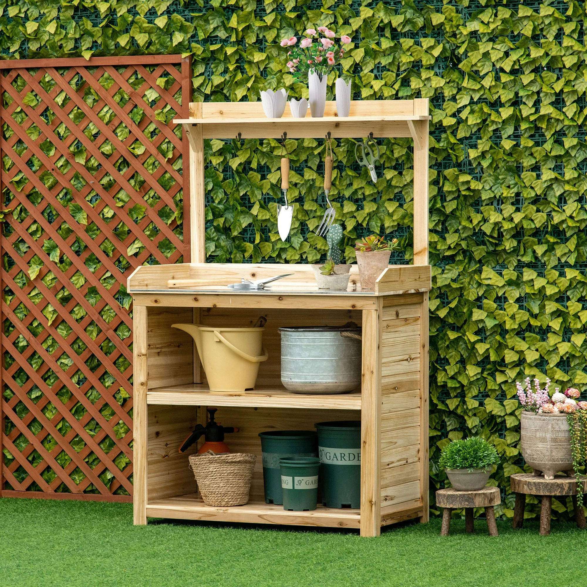 Garden Potting Bench Table - Image 8