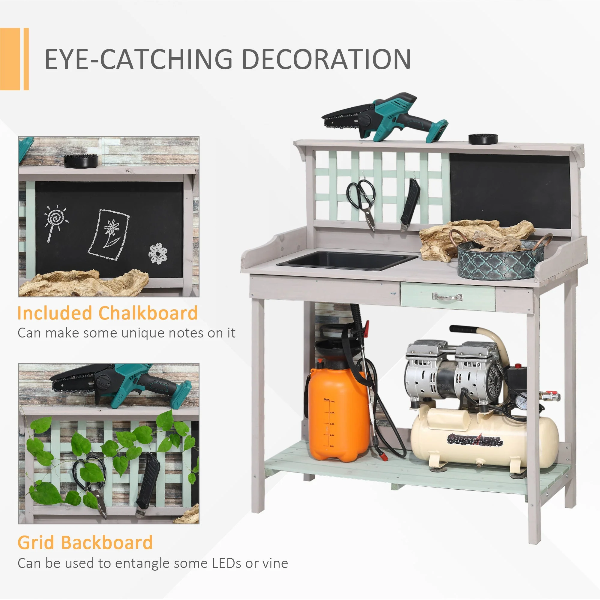 Garden Potting Table with Sink - Image 4