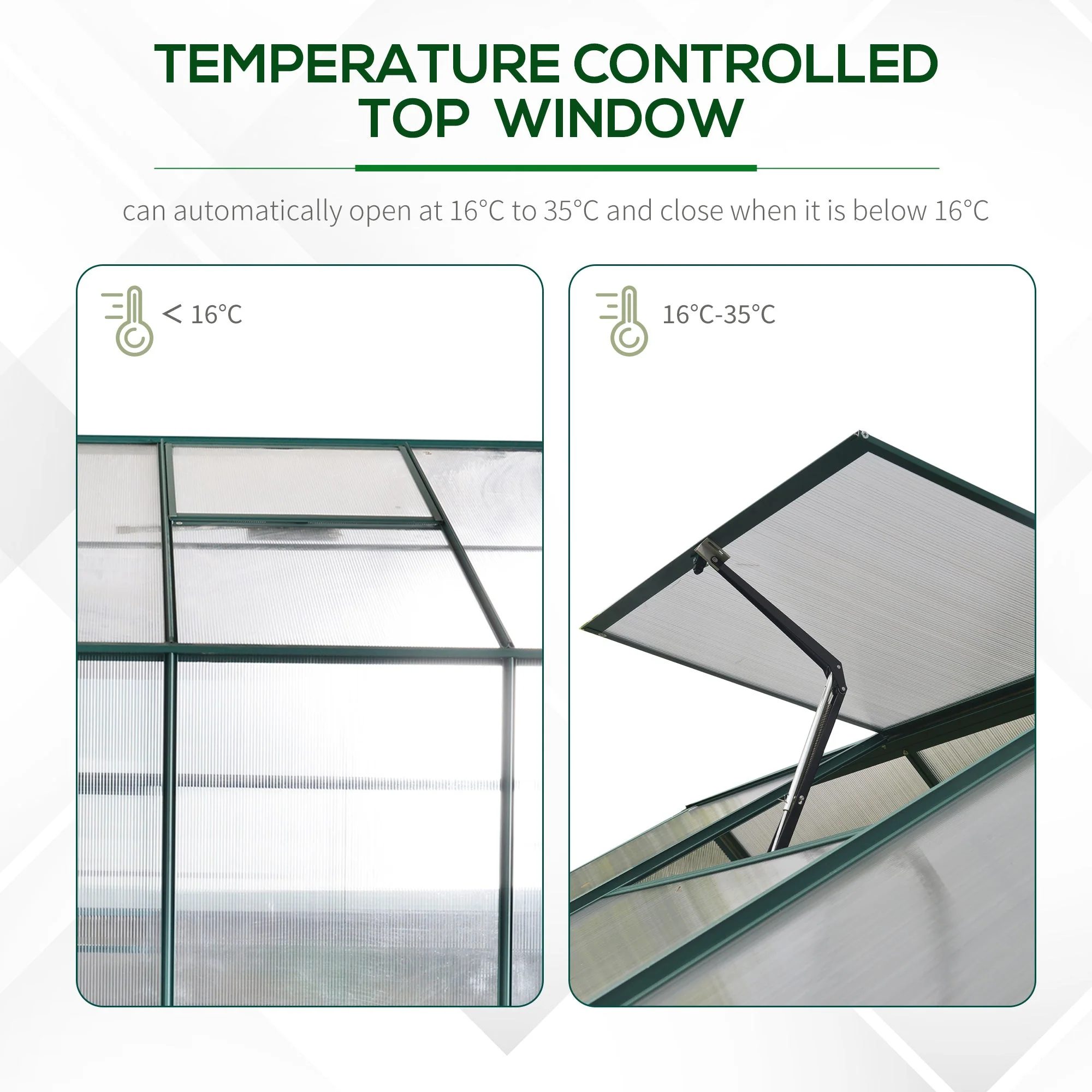 Garden Walk-in Aluminium Greenhouse Polycarbonate with Plant Bed - Image 6