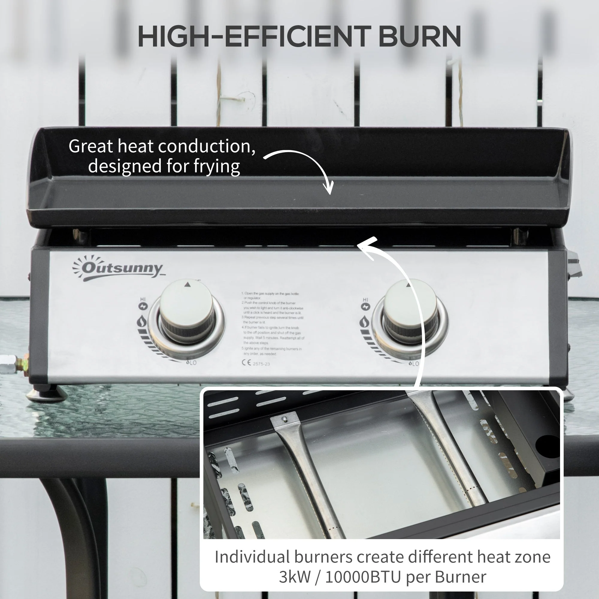Gas Plancha Grill with 2 Stainless Steel Burner - Image 3