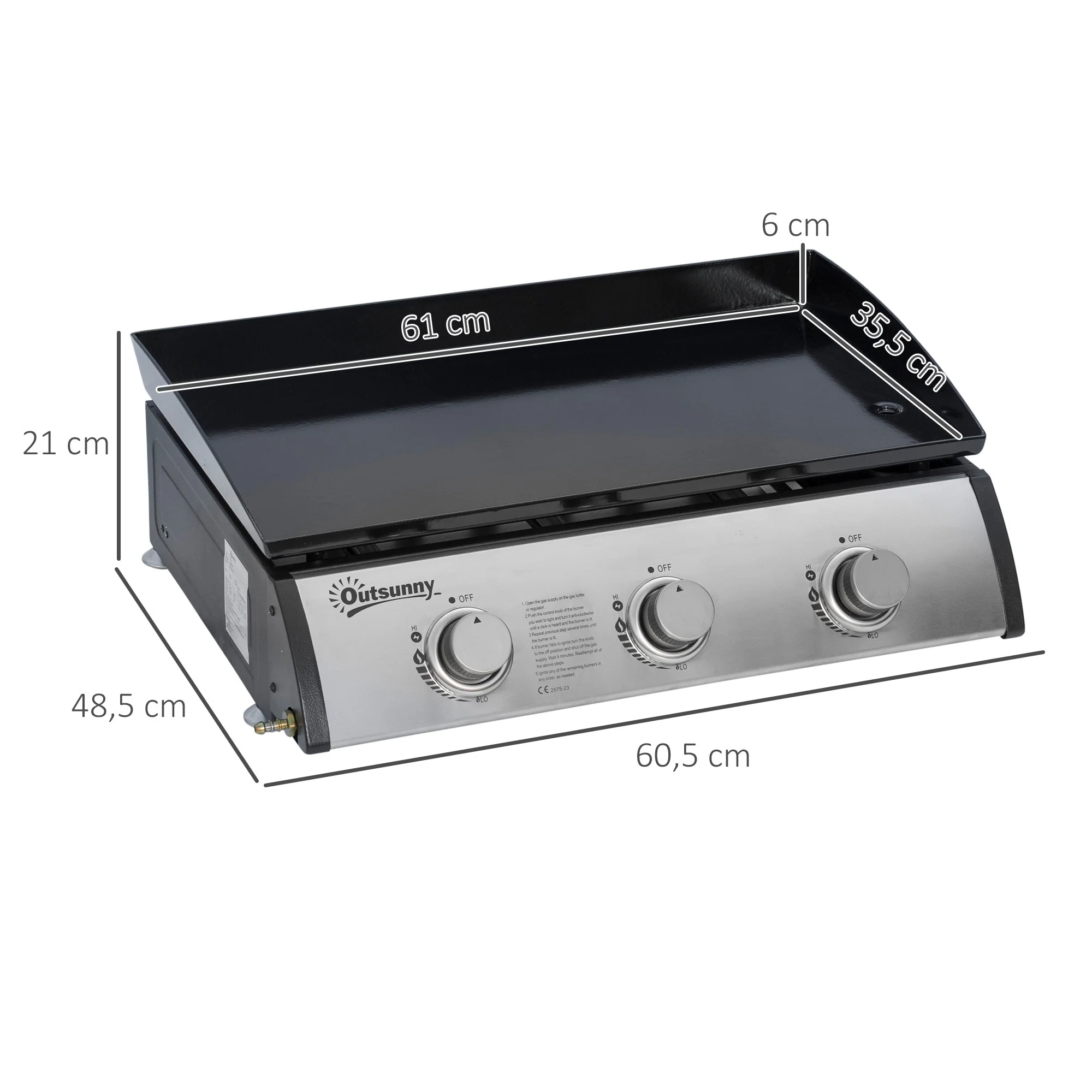 Gas Plancha Grill with 3 Stainless Steel Burner - Image 2