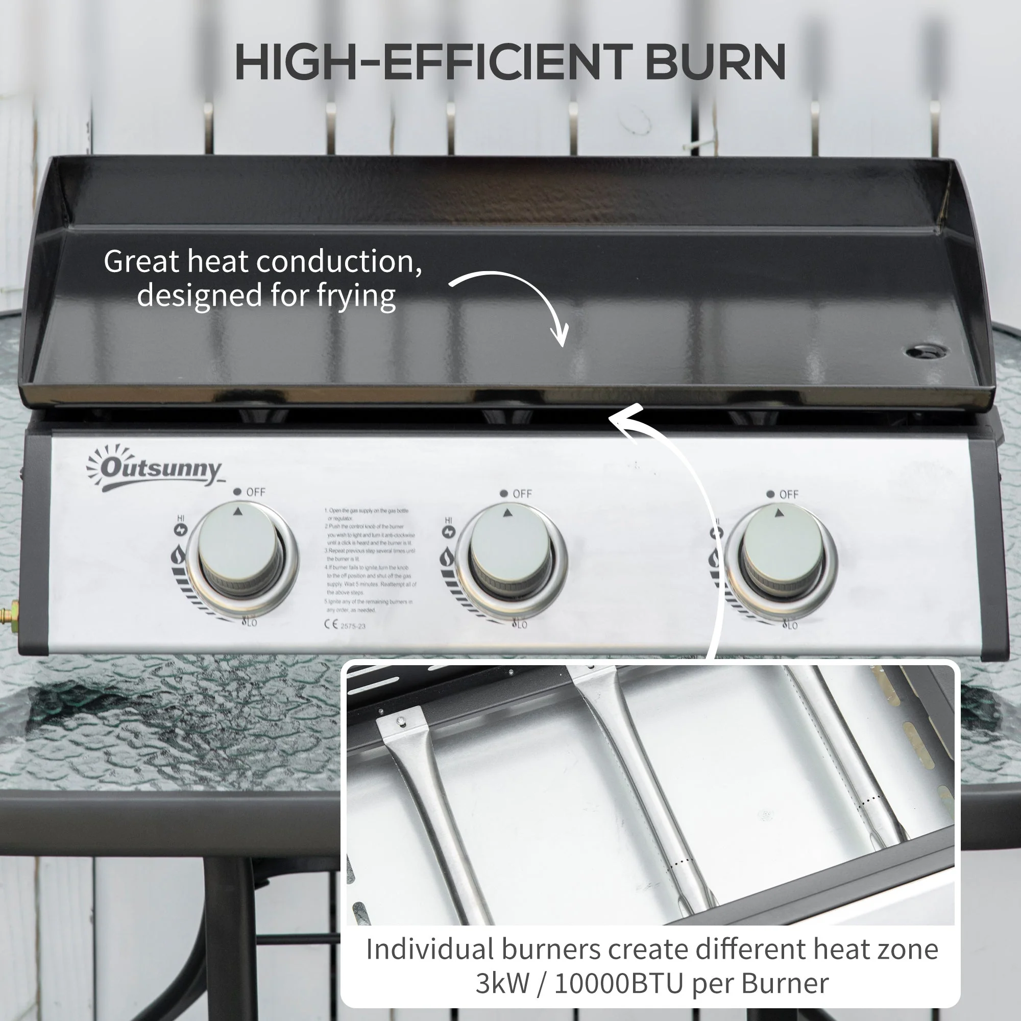 Gas Plancha Grill with 3 Stainless Steel Burner - Image 3