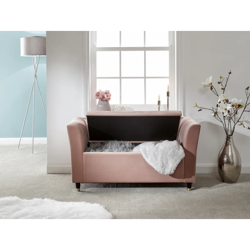 Genoa Window Seat Wood & Fabric Pink - Image 2