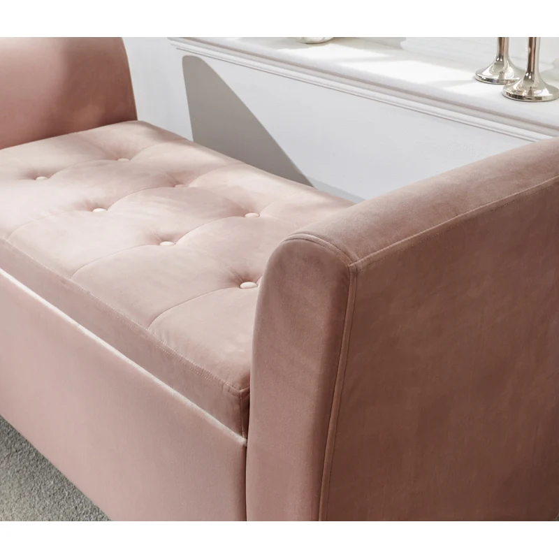 Genoa Window Seat Wood & Fabric Pink - Image 5
