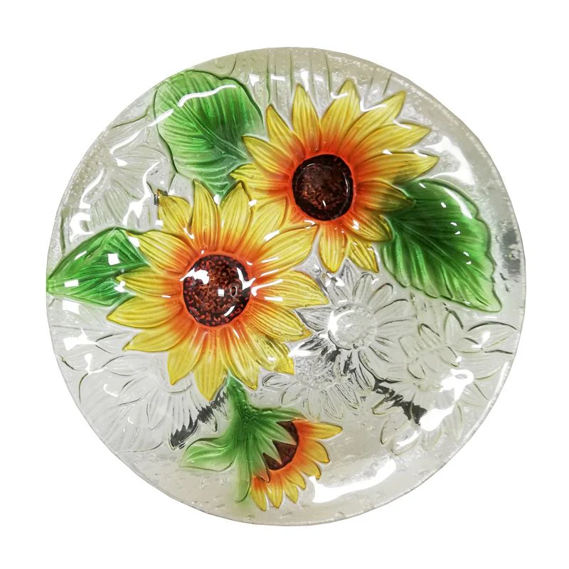 Glass Bird Bath With Stand - Sunflower - Image 2