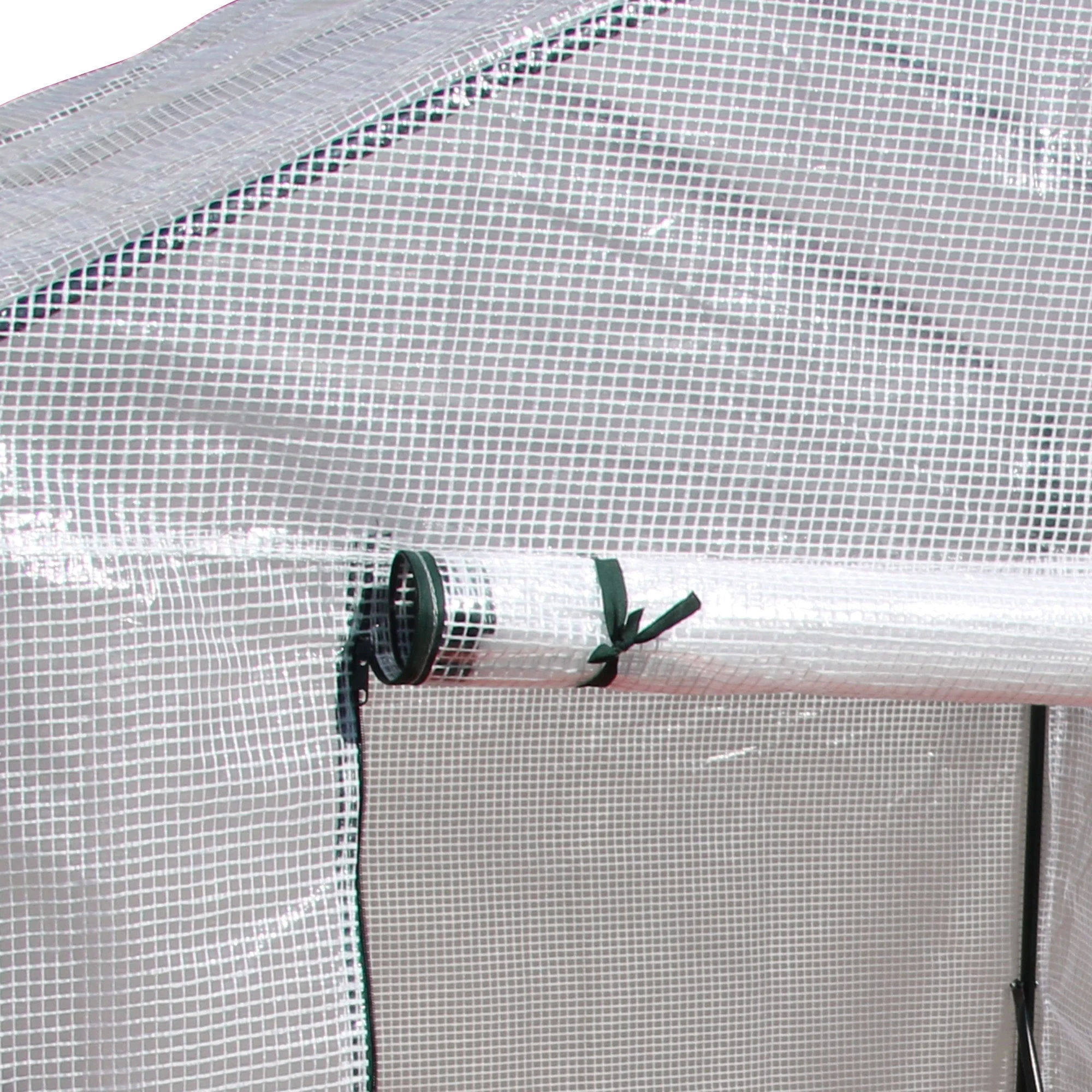 Greenhouse for Outdoor w/ 2 Tier Shelf Roll-Up Zippered Door PE Cover Green - Image 9