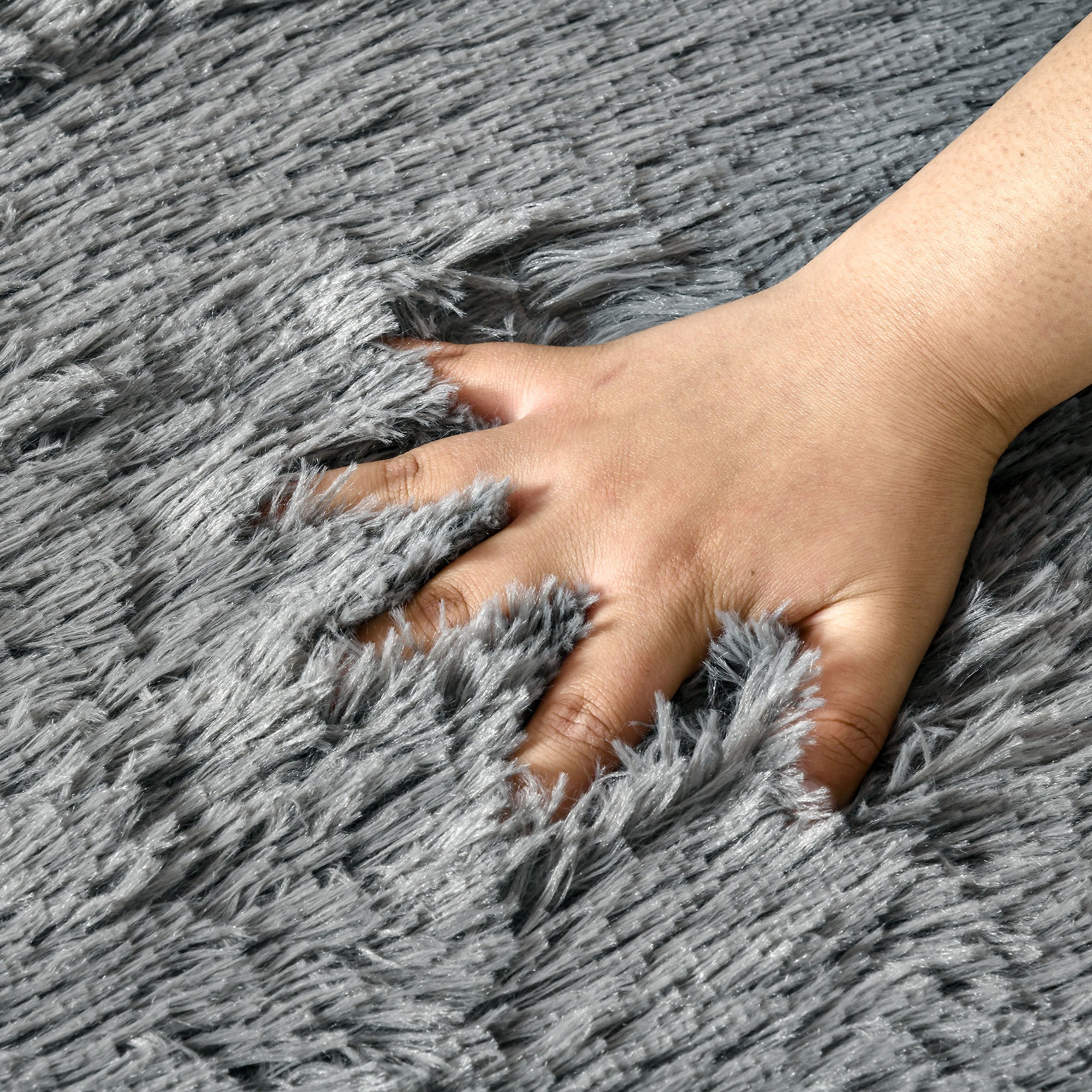 Grey Fluffy Rug - Image 8