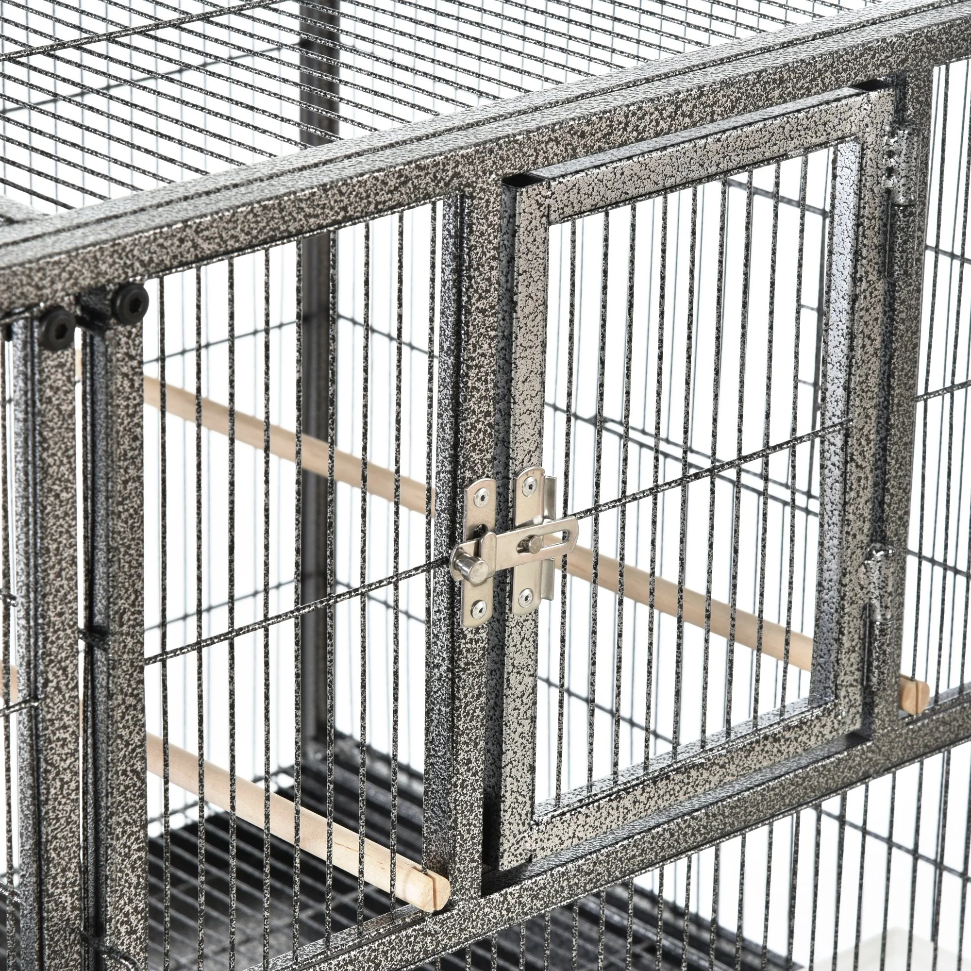 Grille 102cm Parrot Cage Wheeled Grey & Black by Pawhut - Image 8