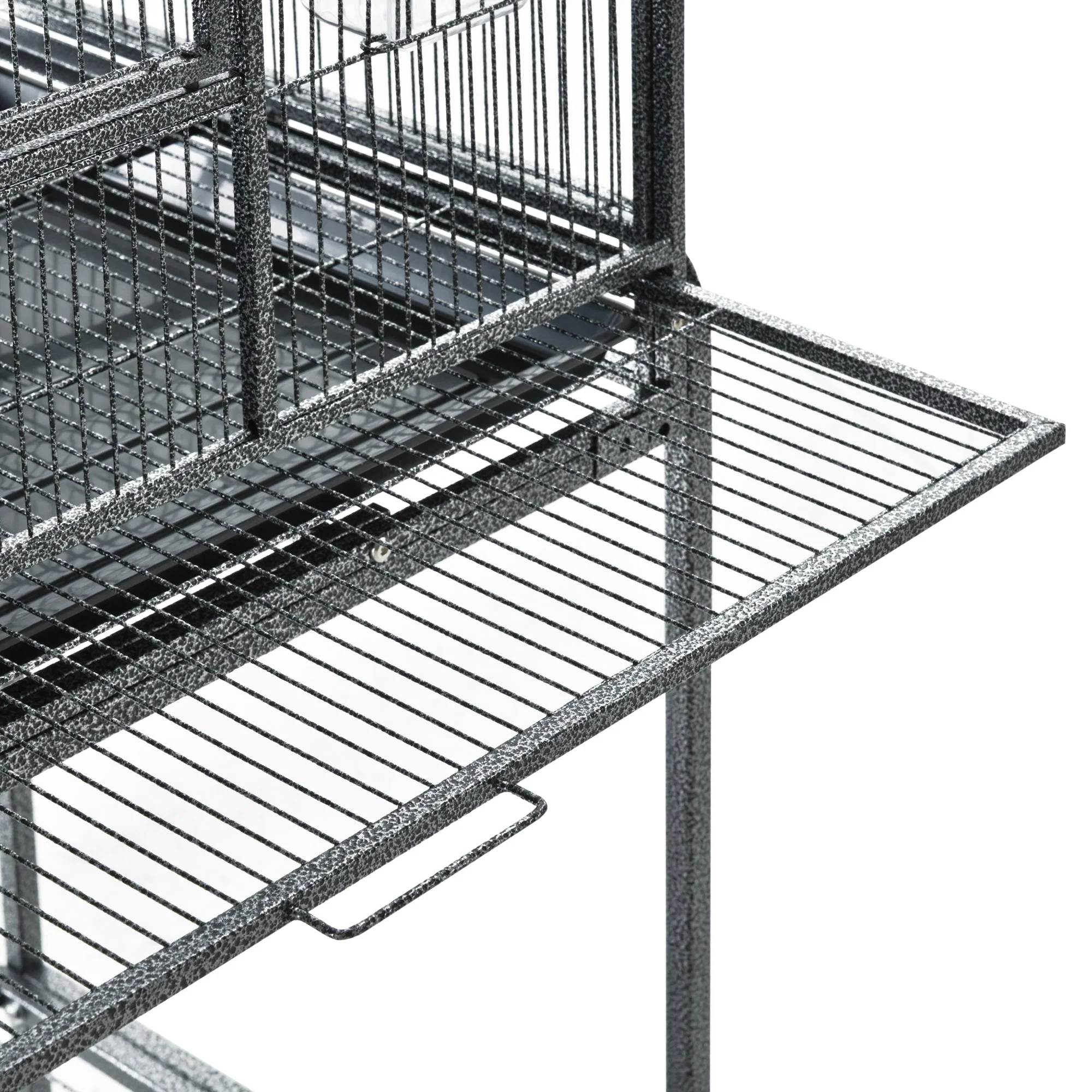 Grille 162cm Bird Cage Wheeled Grey & Black by Pawhut - Image 9