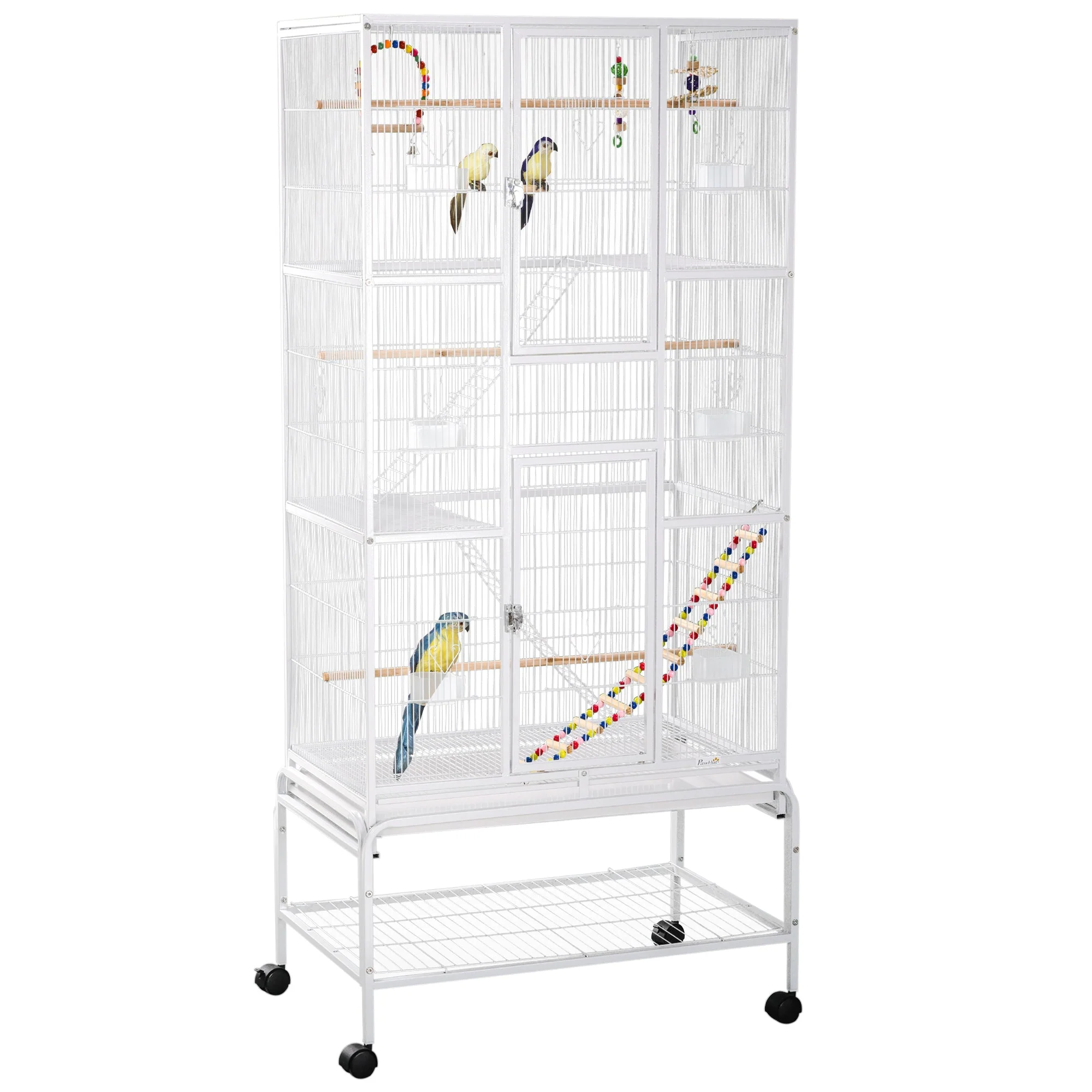 Grille 180cm Bird Cage Wheeled White by Pawhut - Image 3