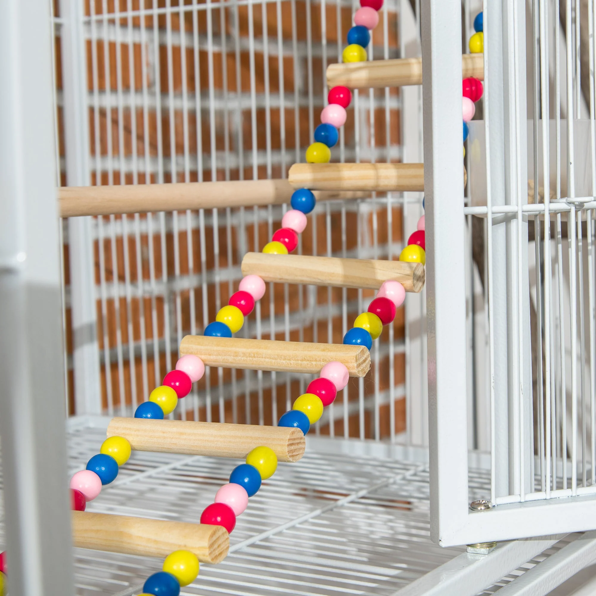 Grille 180cm Bird Cage Wheeled White by Pawhut - Image 9