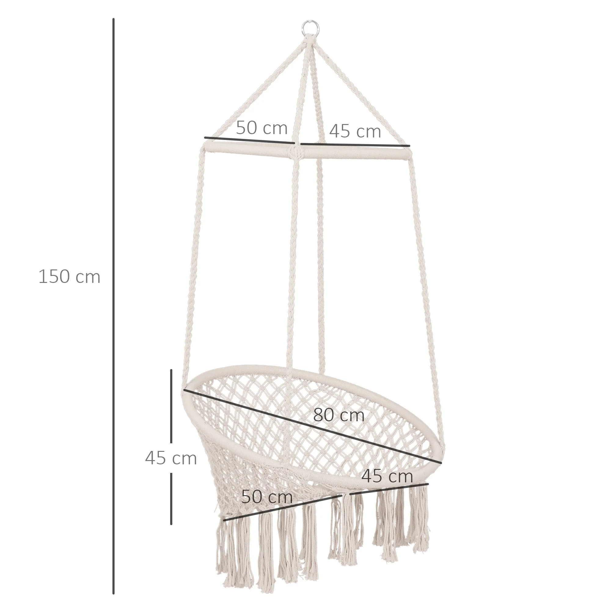 Hammock Macrame Hanging Rope Chair Hanging Seat Rope Tassels Solid Knitted Woven Net Seat Portable Garden Chair for Patio - Image 3