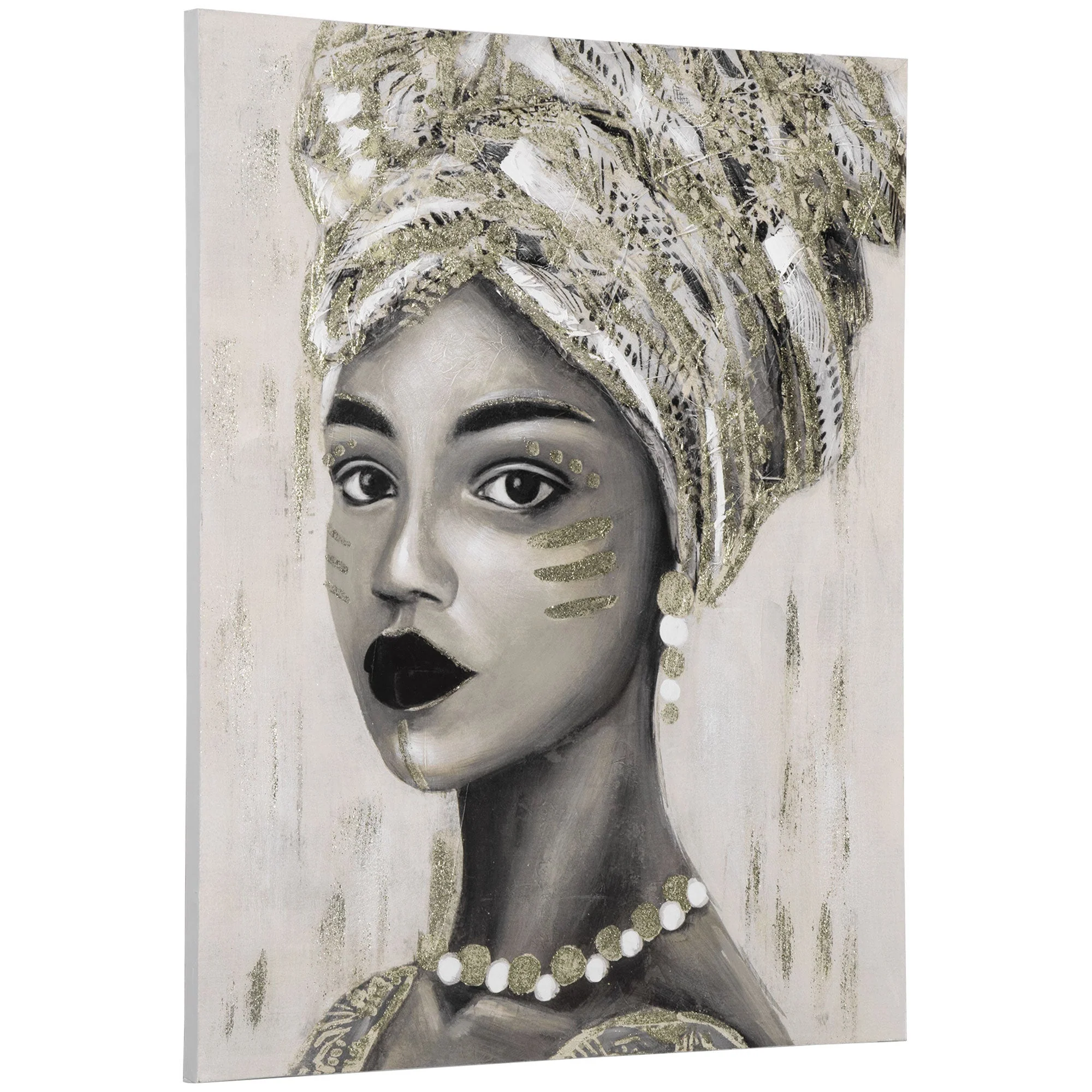 Hand-Painted Wall art of Woman in African Attire - Image 2
