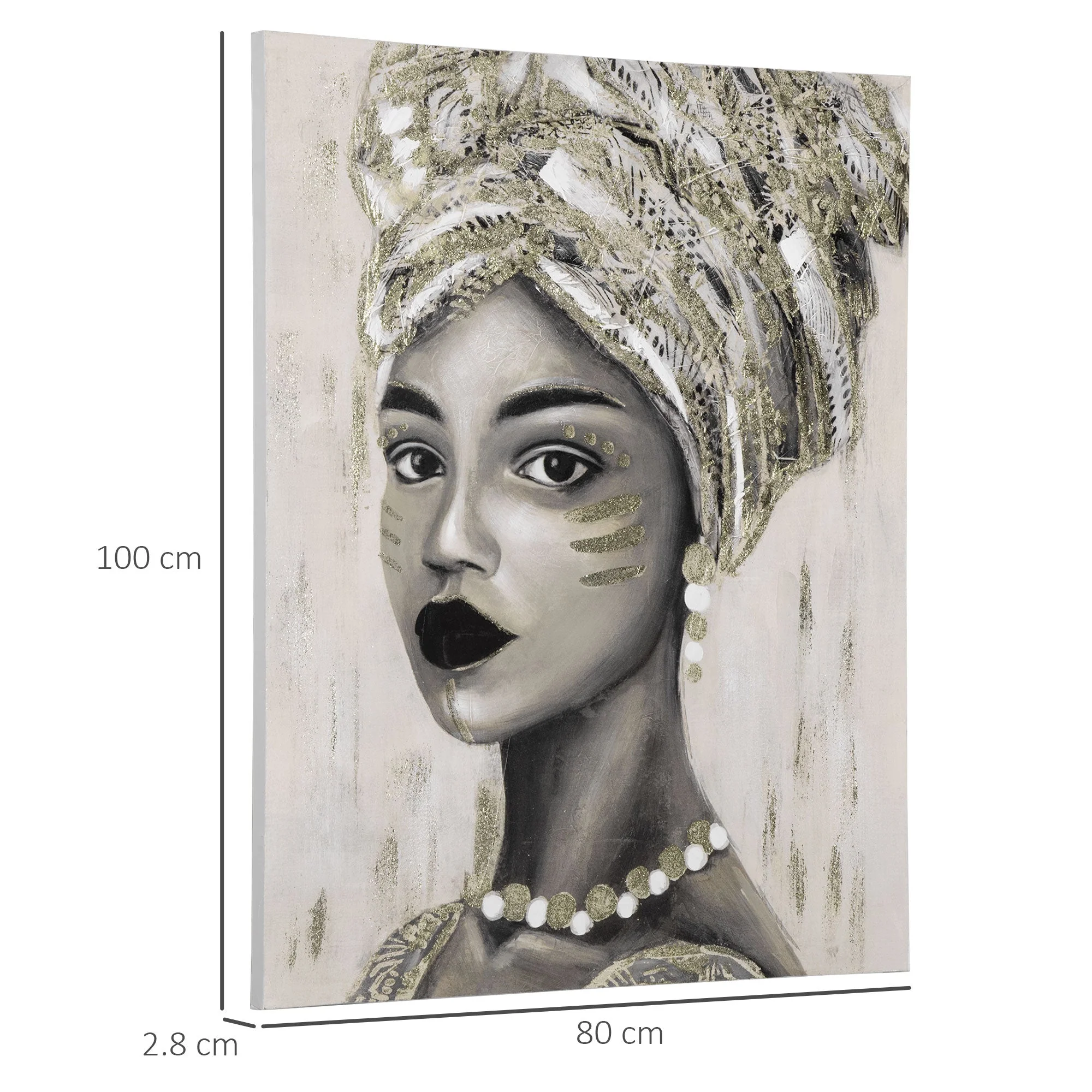 Hand-Painted Wall art of Woman in African Attire - Image 3
