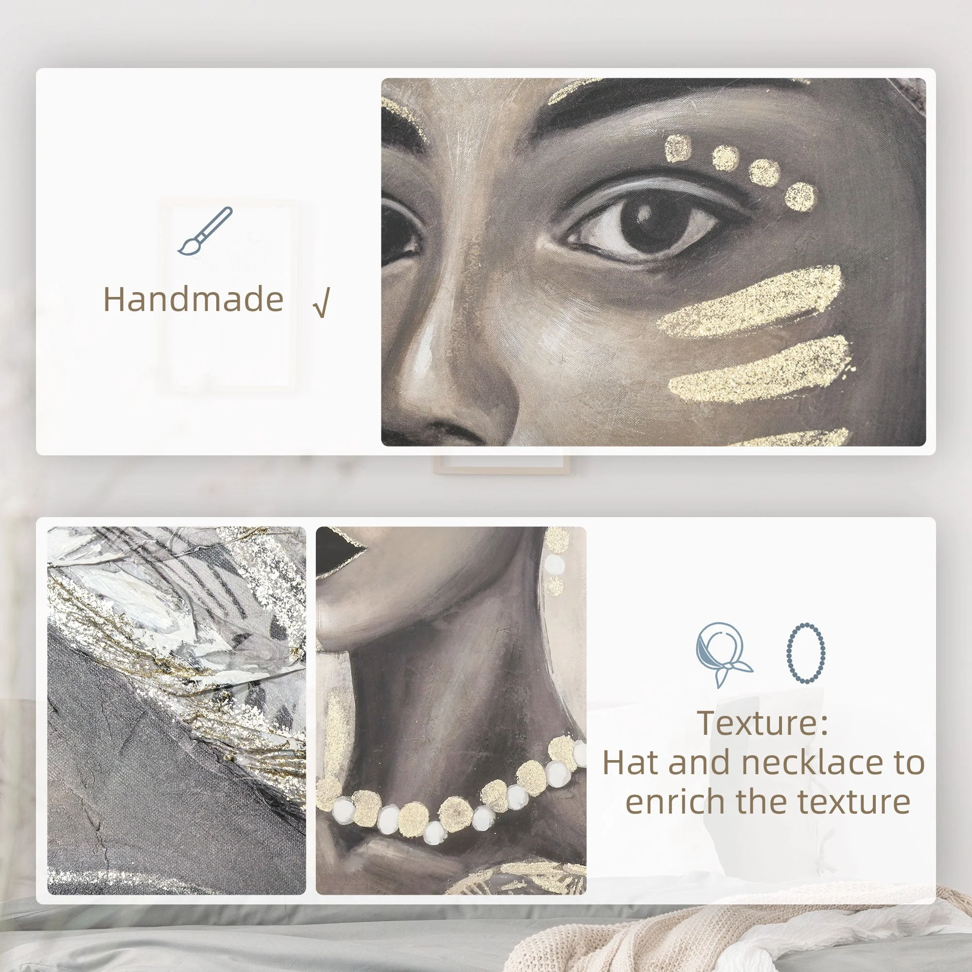 Hand-Painted Wall art of Woman in African Attire - Image 6