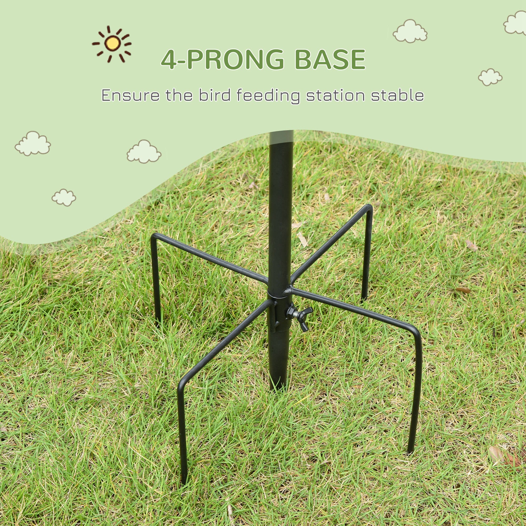 Hanging 226cm Bird Feeder Station Steel Black by Pawhut - Image 6