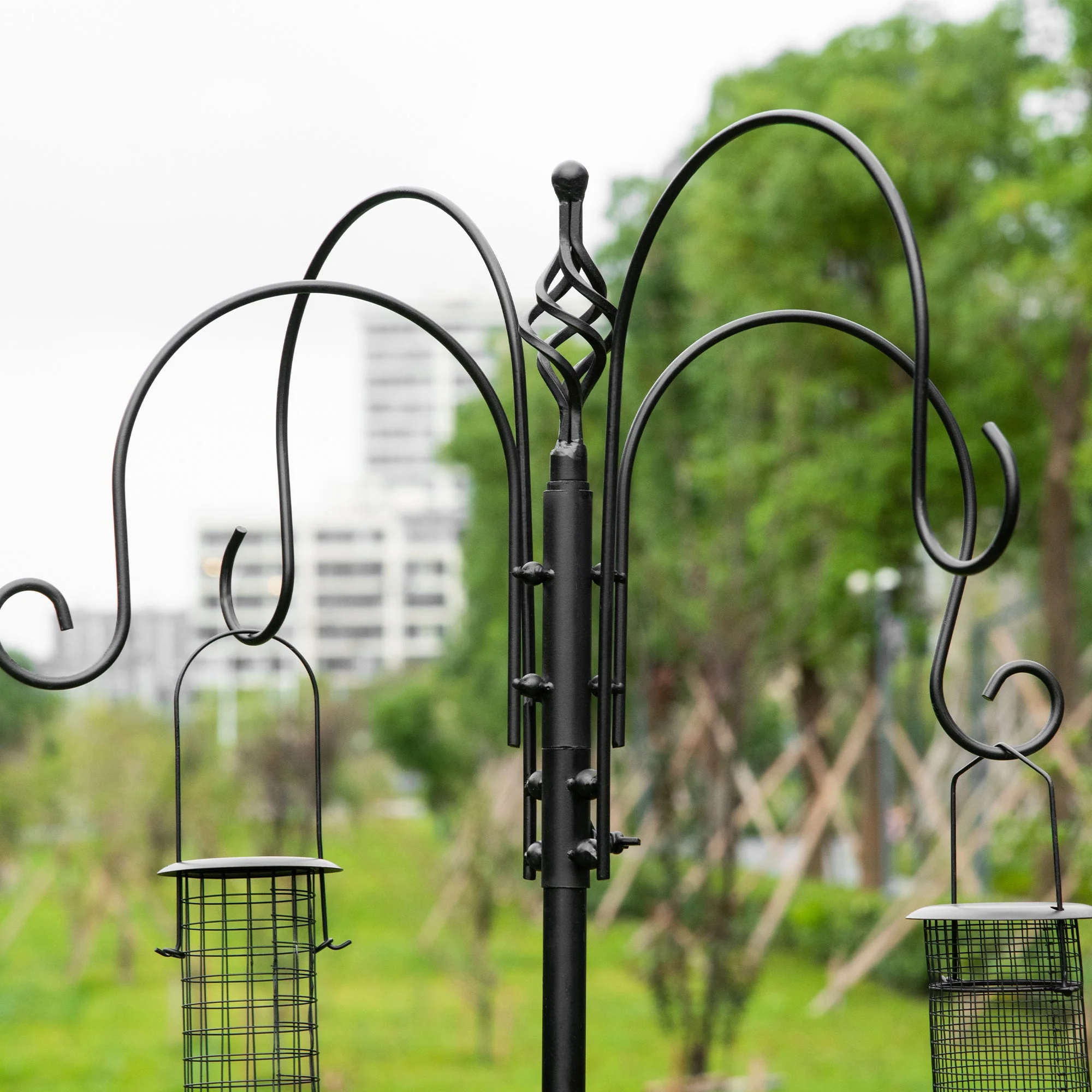 Hanging 226cm Bird Feeder Station Steel Black by Pawhut - Image 7