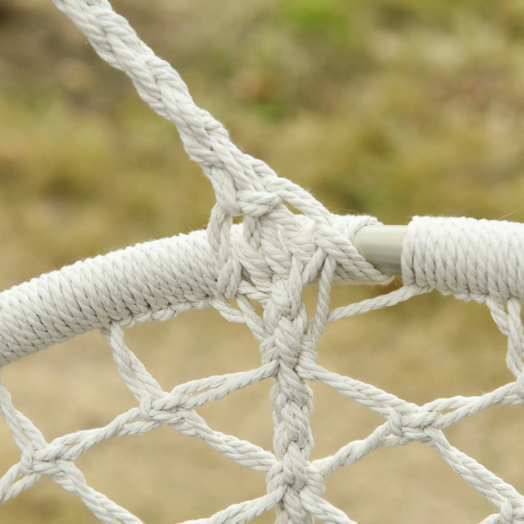 Hanging Hammock Chair Cotton Rope Porch Swing with Metal Frame - Image 9