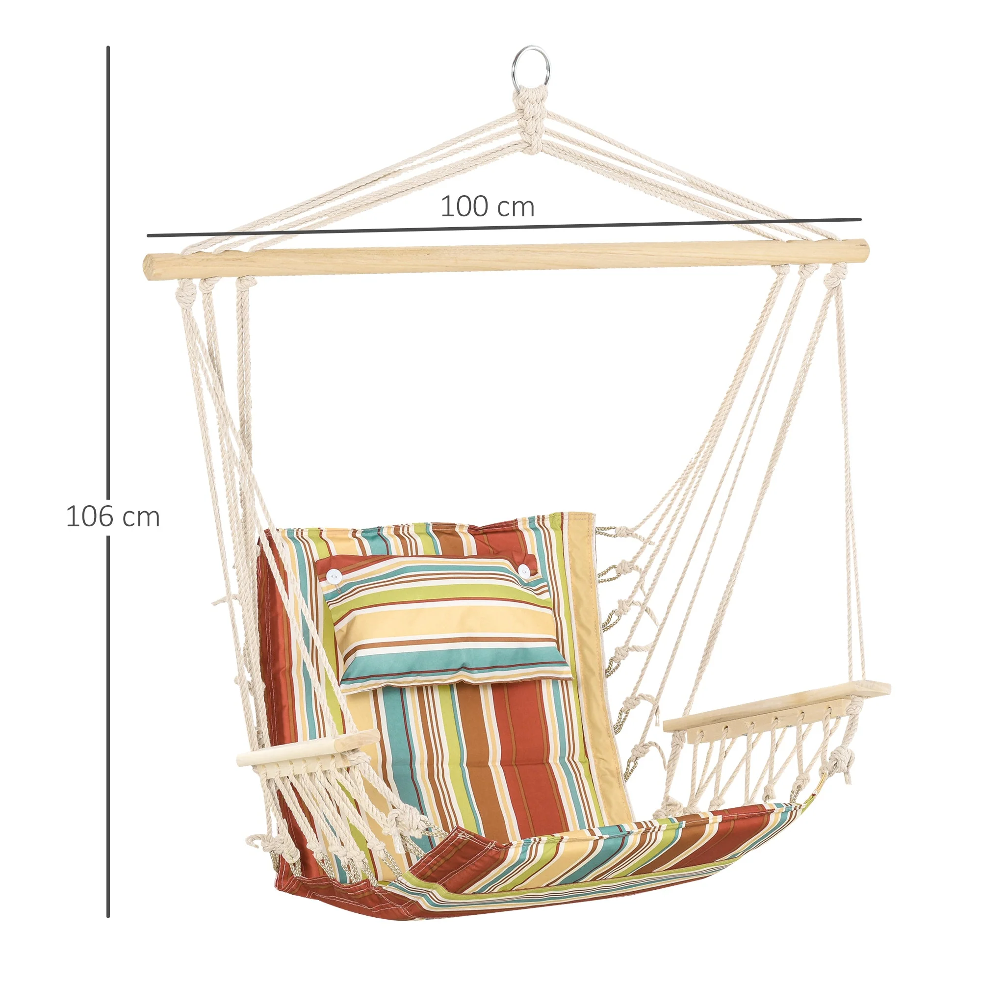 Hanging Hammock Chair Swing Chair Thick Rope Frame Safe Wide Seat Indoor Outdoor Home - Image 3