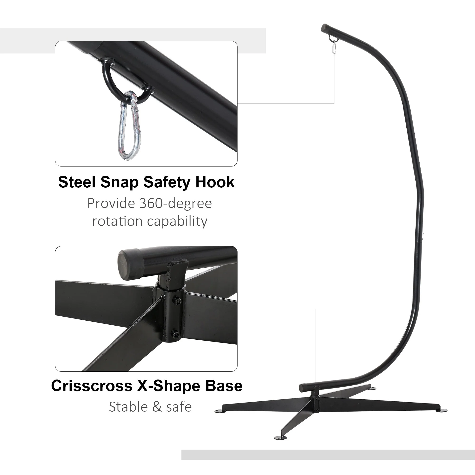 Hanging Hammock Stand Hammock Chair Stand C Stand Steel Heavy Duty Stand for Hanging Hammock Air Porch Swing Chair Indoor Outdoor Only Construction - Image 4