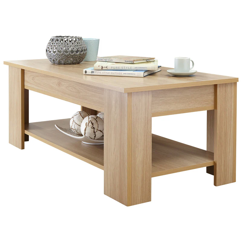 Harper Extending Coffee Table Natural 1 Shelf 105cm - Image 2