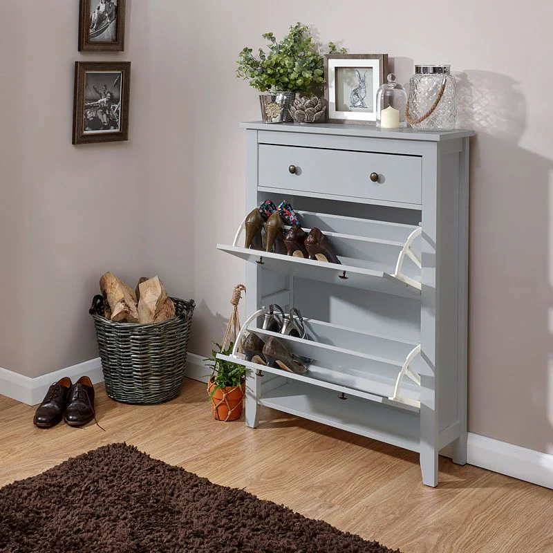 Hattie Tall Shoe Storage Grey 2 Doors 1 Drawer - Image 2