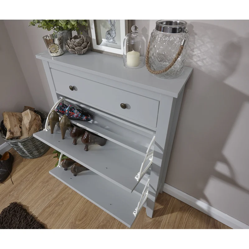 Hattie Tall Shoe Storage Grey 2 Doors 1 Drawer - Image 6