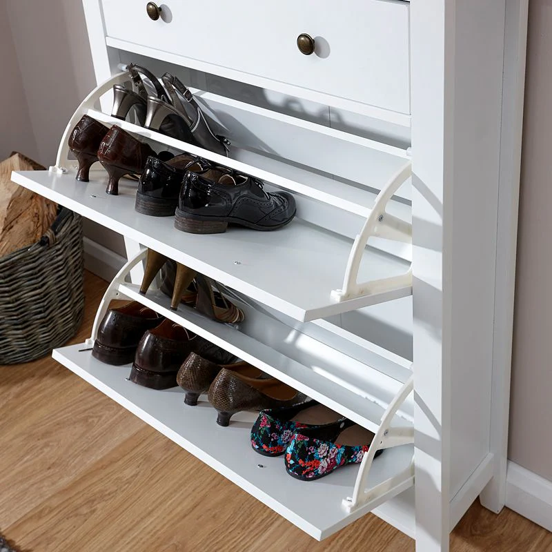 Hattie Tall Shoe Storage White 2 Doors 1 Drawer - Image 3