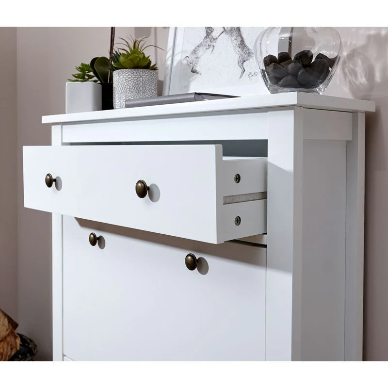 Hattie Tall Shoe Storage White 2 Doors 1 Drawer - Image 4