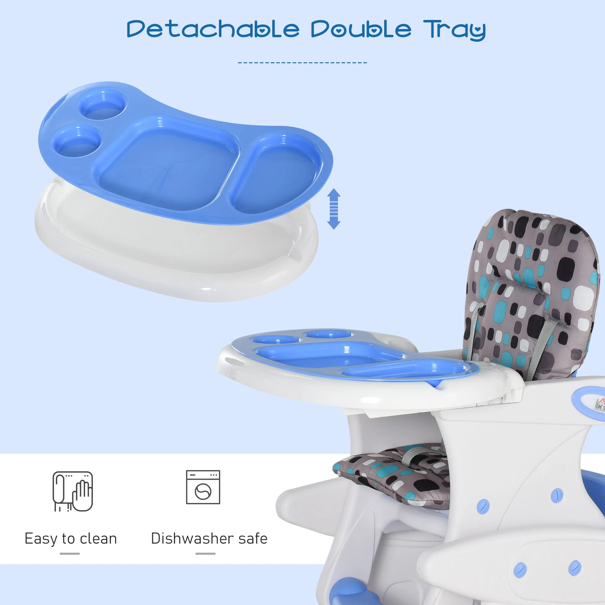 HDPE 3-in-1 Baby Booster High Chair Blue - Image 8