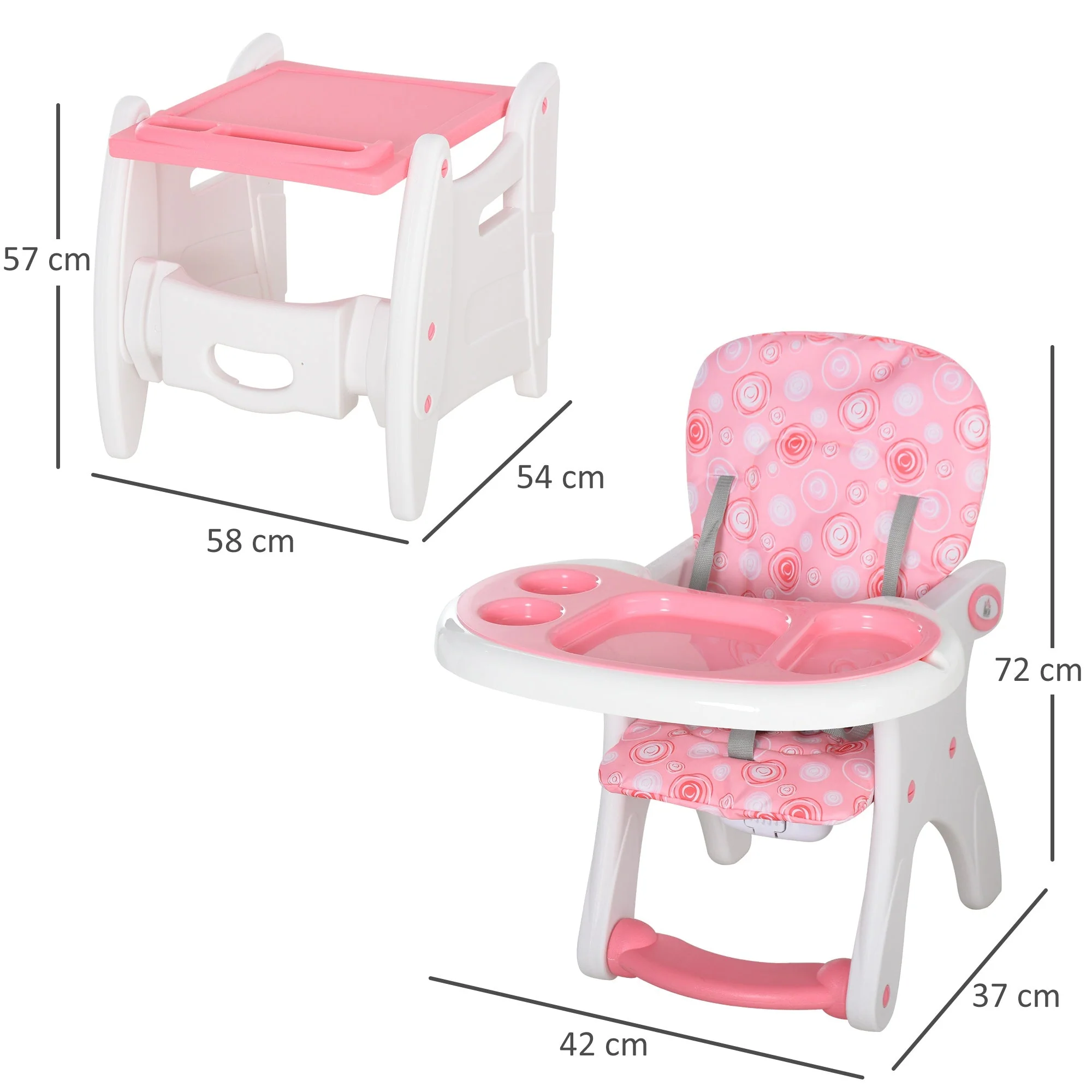HDPE 3-in-1 Baby Booster High Chair Pink - Image 3