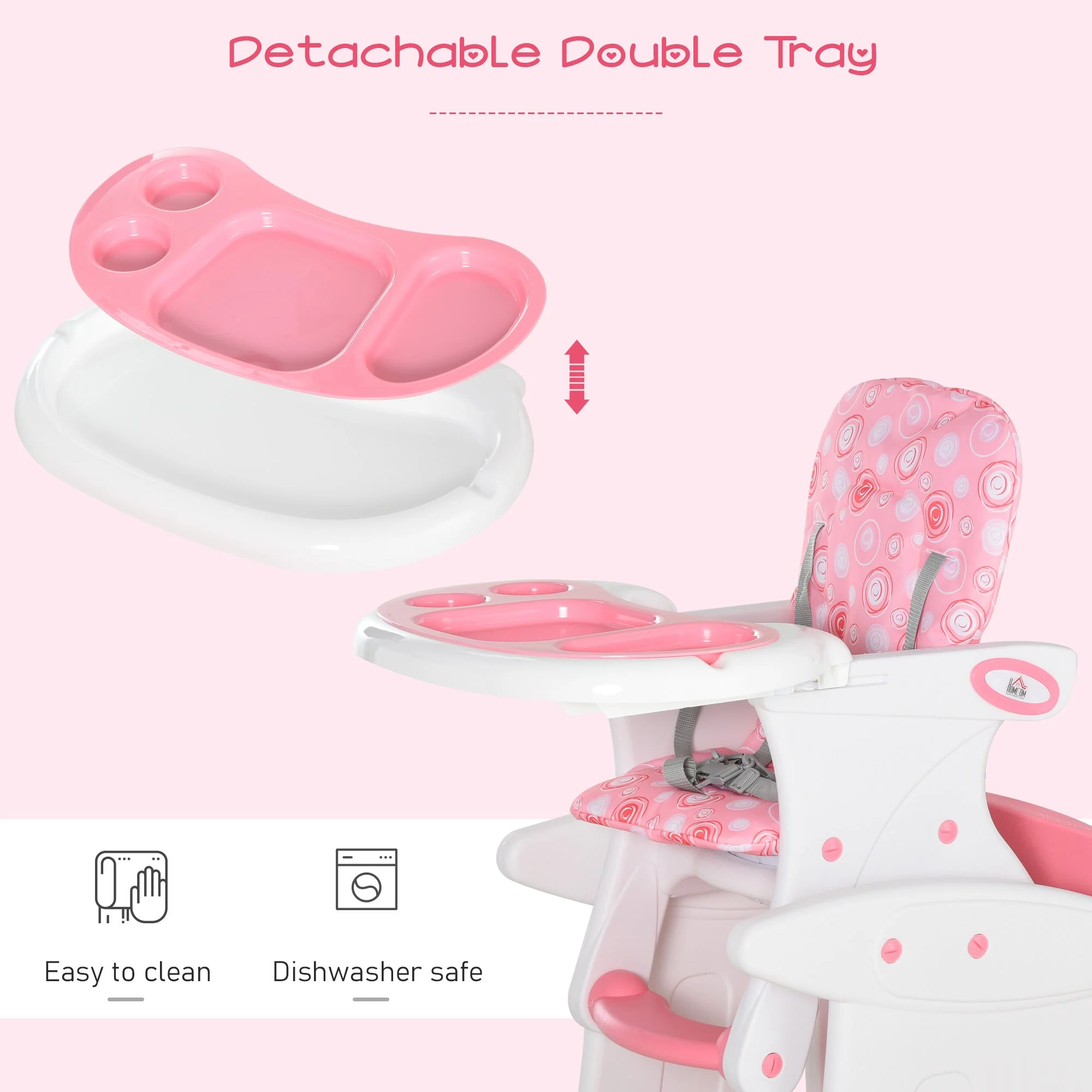 HDPE 3-in-1 Baby Booster High Chair Pink - Image 8