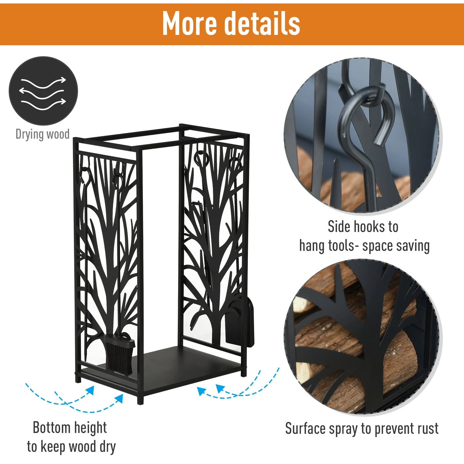 Heavy Duty Firewood Wood Log Rack Fireplace Wood Storagew/ 4 Tools - Image 5