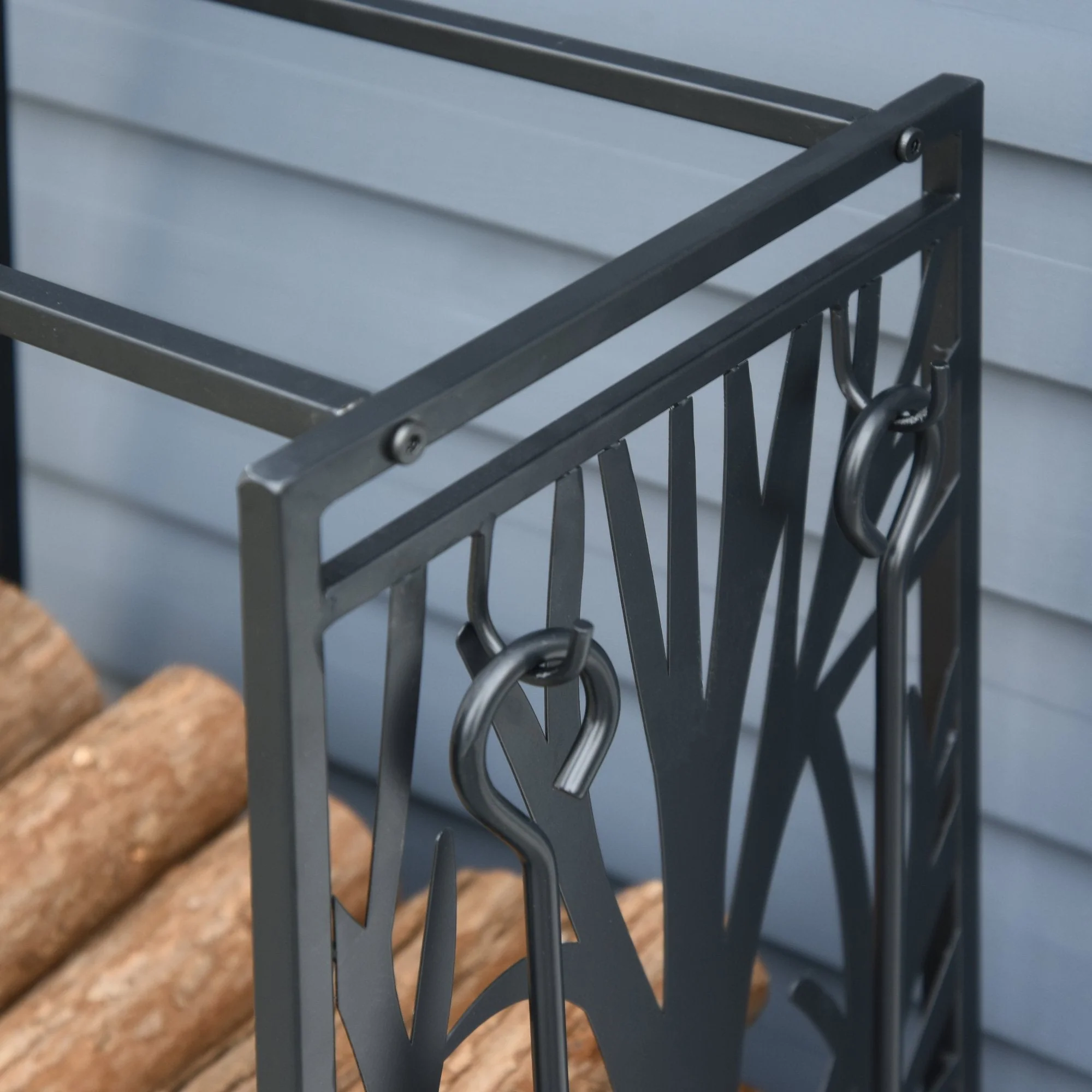 Heavy Duty Firewood Wood Log Rack Fireplace Wood Storagew/ 4 Tools - Image 8