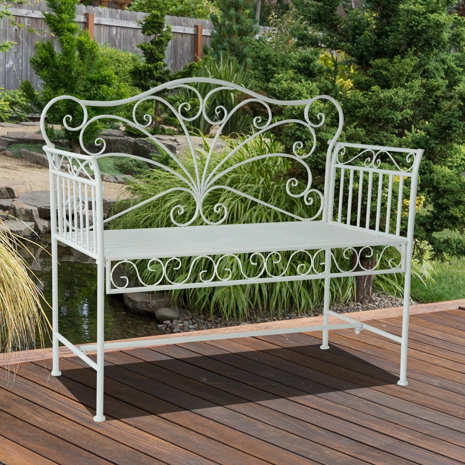 Heavy-Duty Garden Bench-White