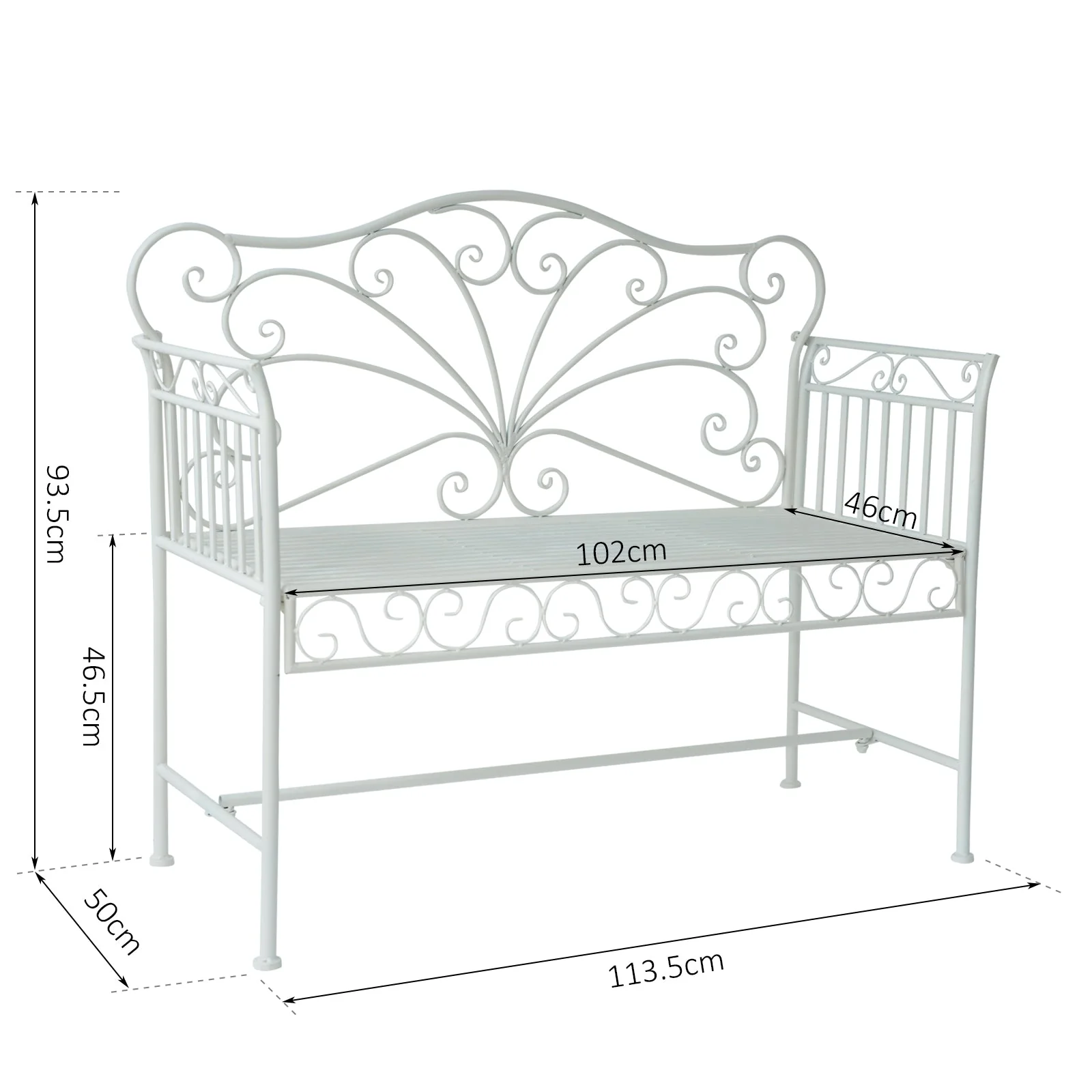 Heavy-Duty Garden Bench-White - Image 3