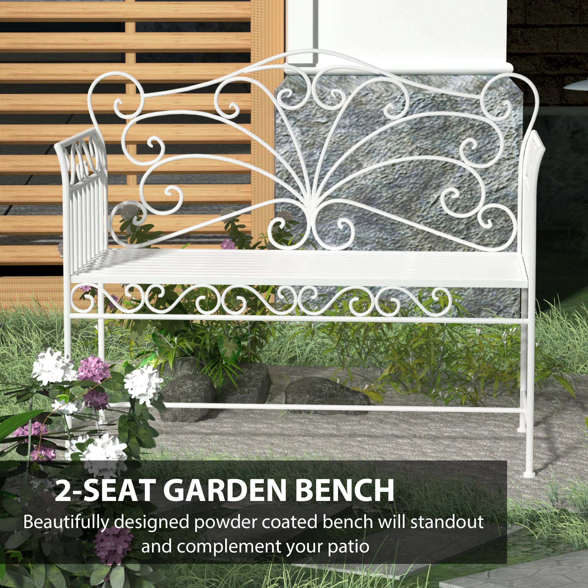 Heavy-Duty Garden Bench-White - Image 4