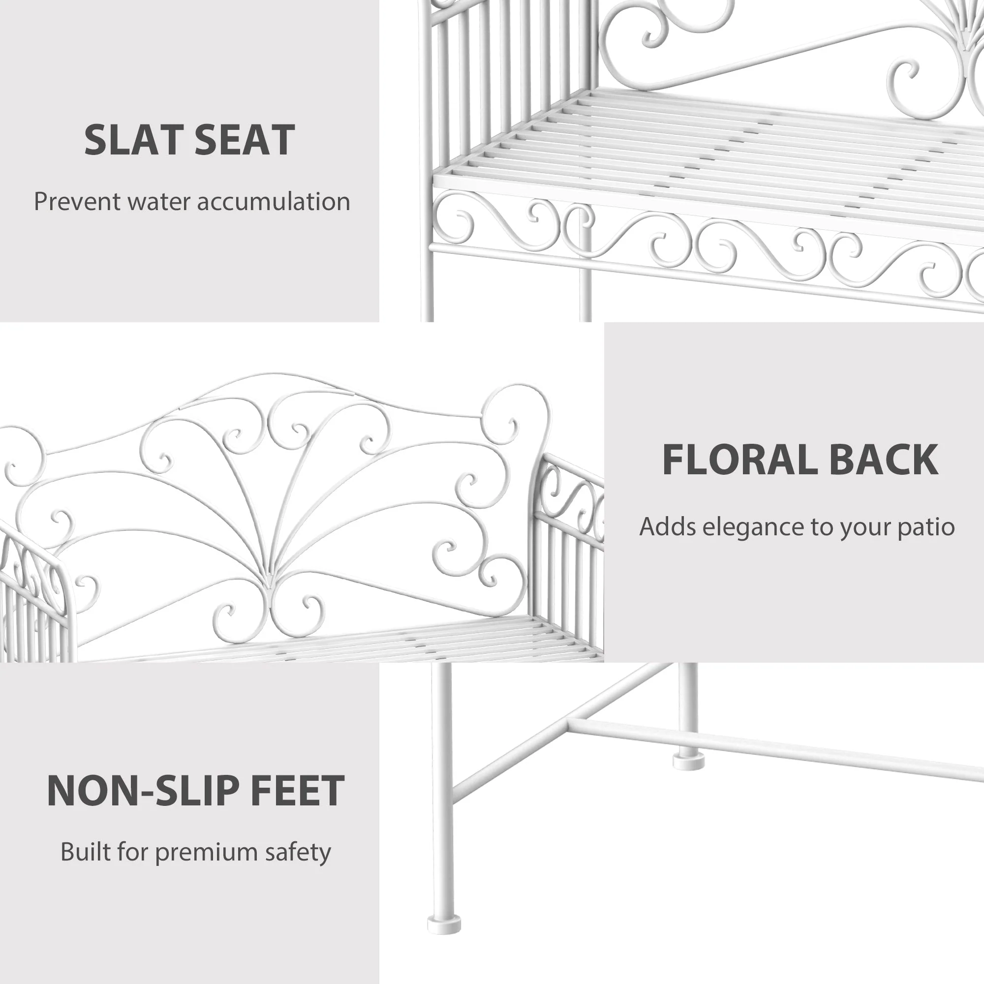 Heavy-Duty Garden Bench-White - Image 5
