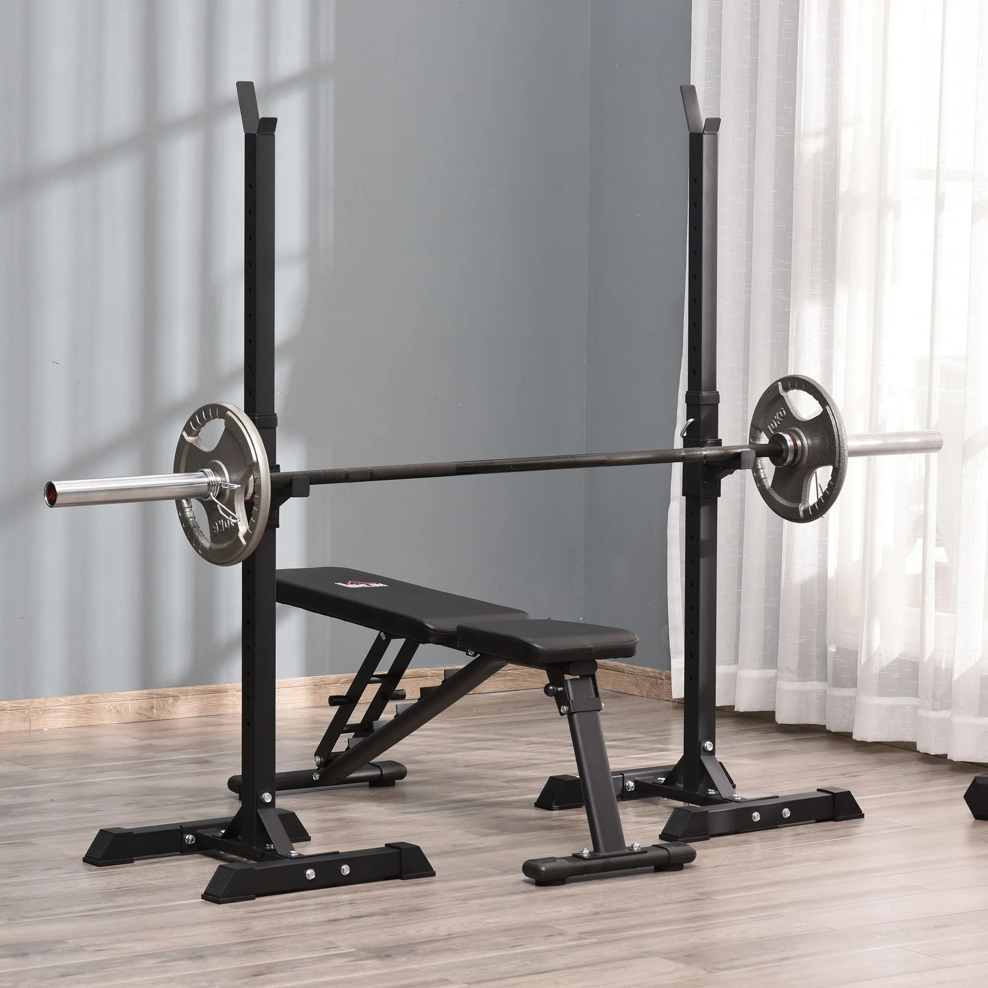 Heavy Duty Weights Bar Barbell Squat Stand Barbell Rack Spotter GYM Fitness Power Rack Holder Bench New - Image 9