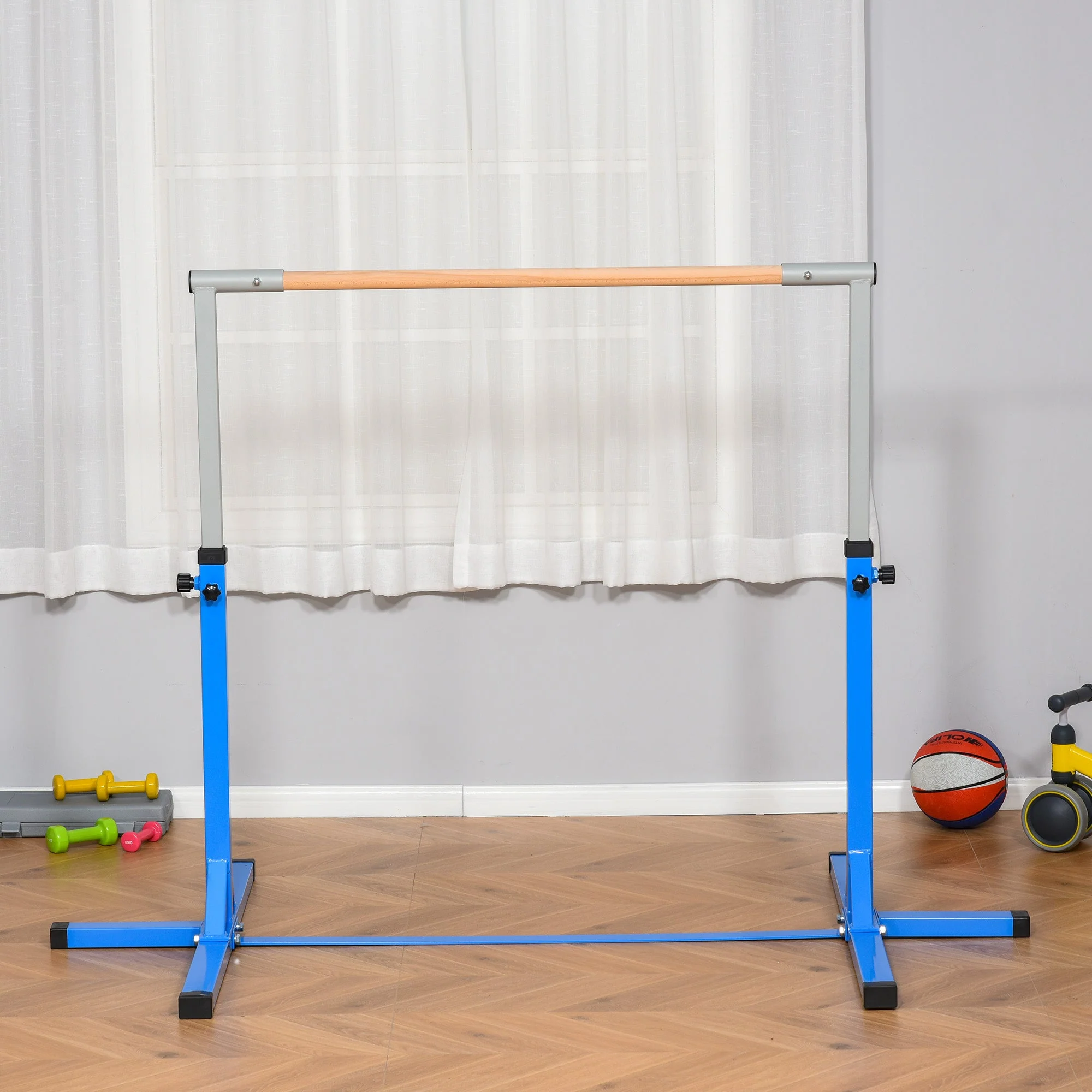 Height Adjustable Gymnastics Horizontal Bar For Kids Home Gym Training Children Junior Kip High Bar Fitness Blue - Image 2