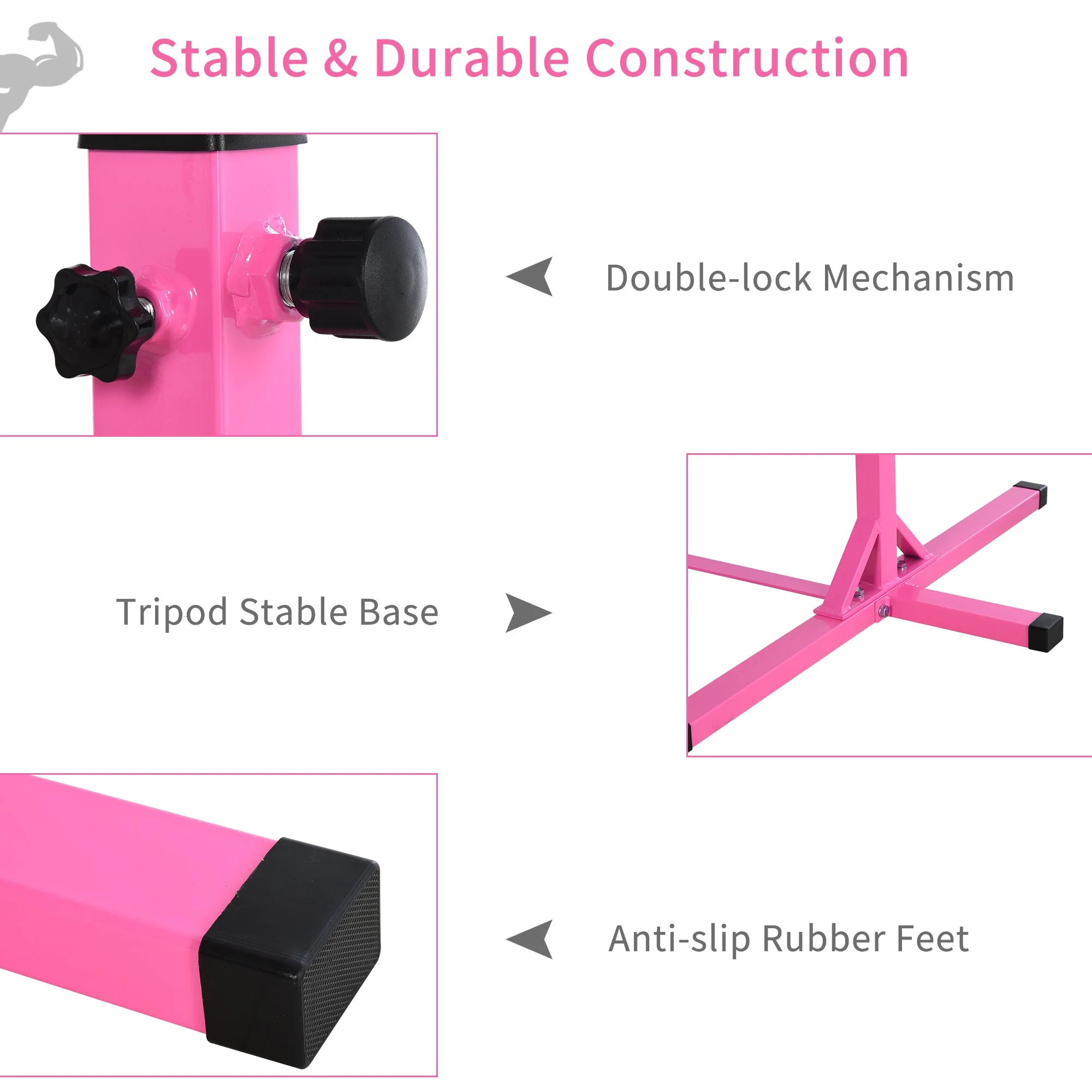 Height Adjustable Gymnastics Horizontal Bar For Kids Home Gym Training Children Junior Kip High Bar Fitness Pink - Image 5