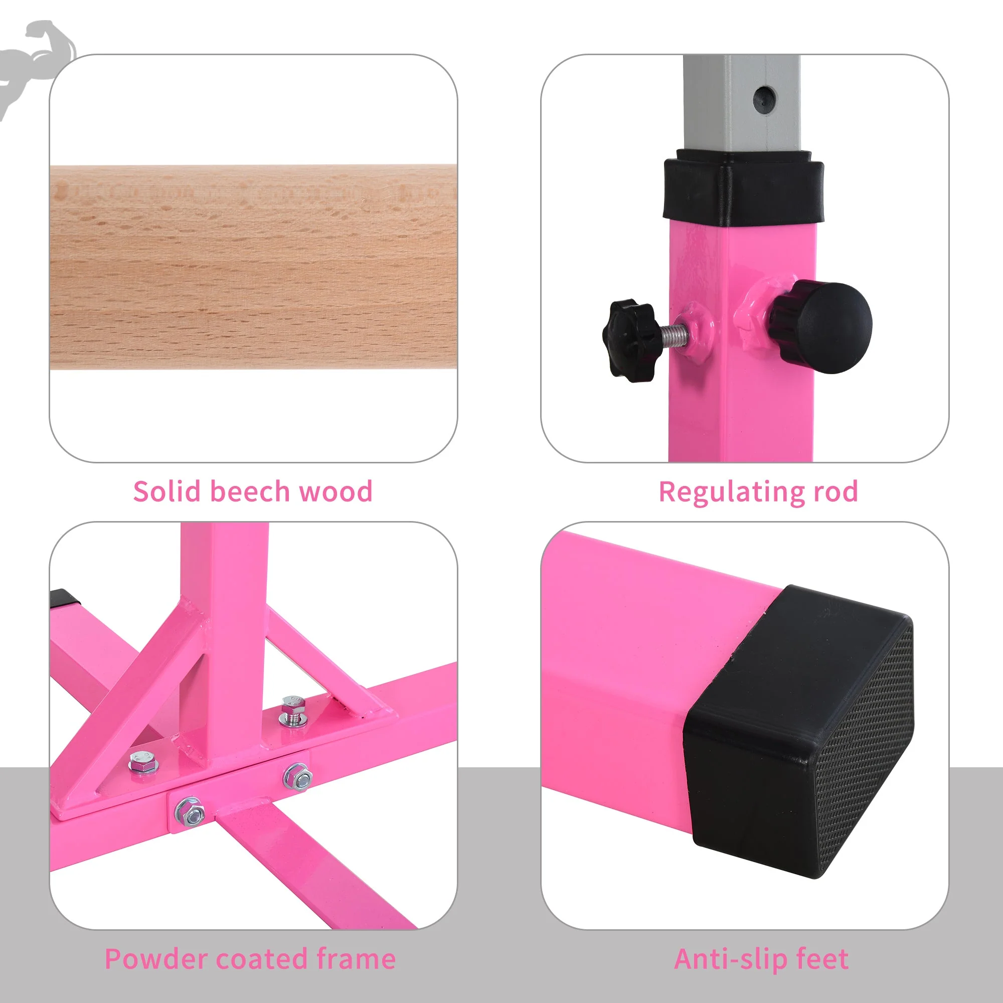 Height Adjustable Gymnastics Horizontal Bar For Kids Home Gym Training Children Junior Kip High Bar Fitness Pink - Image 6