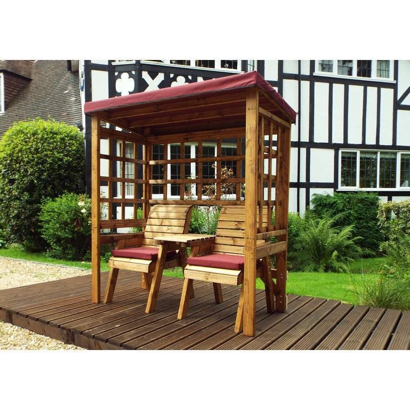 Henley Garden Arbour by Charles Taylor - 2 Seats Burgundy Cushions - Image 2