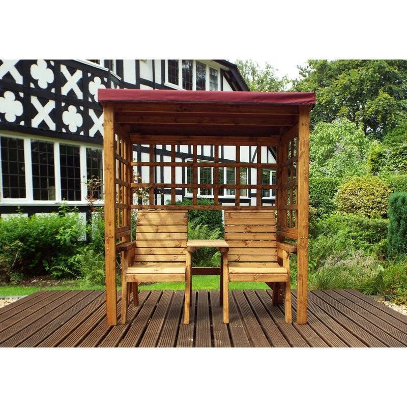 Henley Garden Arbour by Charles Taylor - 2 Seats Burgundy Cushions - Image 5