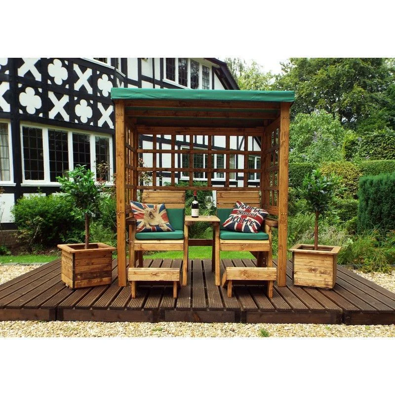 Henley Garden Arbour by Charles Taylor - 2 Seats Green Cushions - Image 3