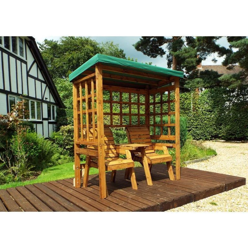Henley Garden Arbour by Charles Taylor - 2 Seats Green Cushions - Image 4
