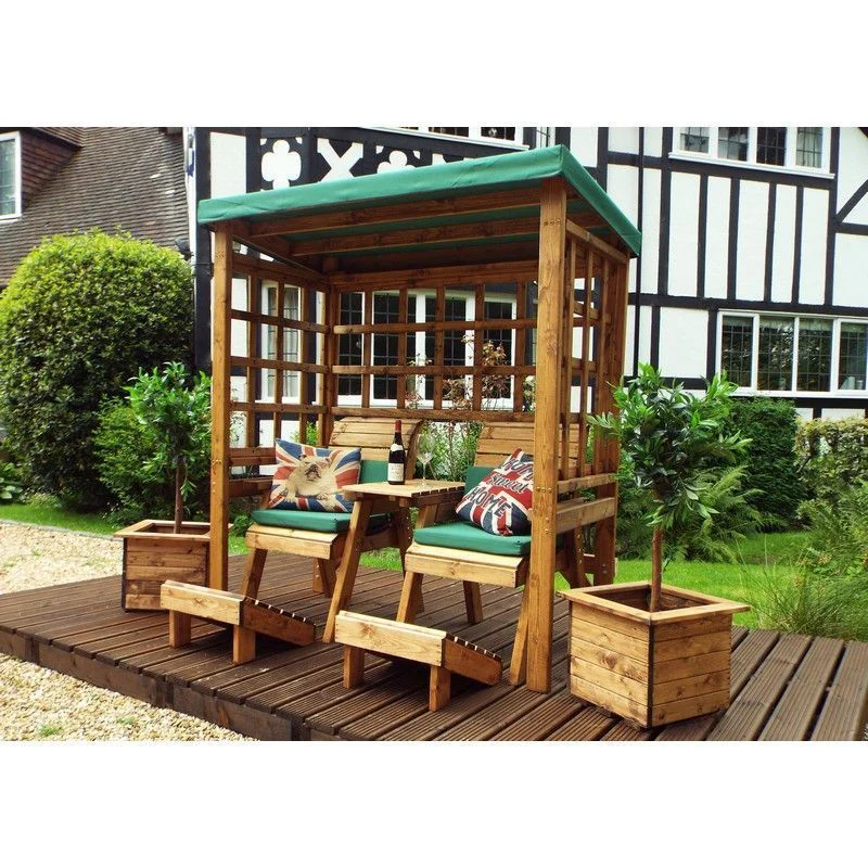 Henley Garden Arbour by Charles Taylor - 2 Seats Green Cushions - Image 5