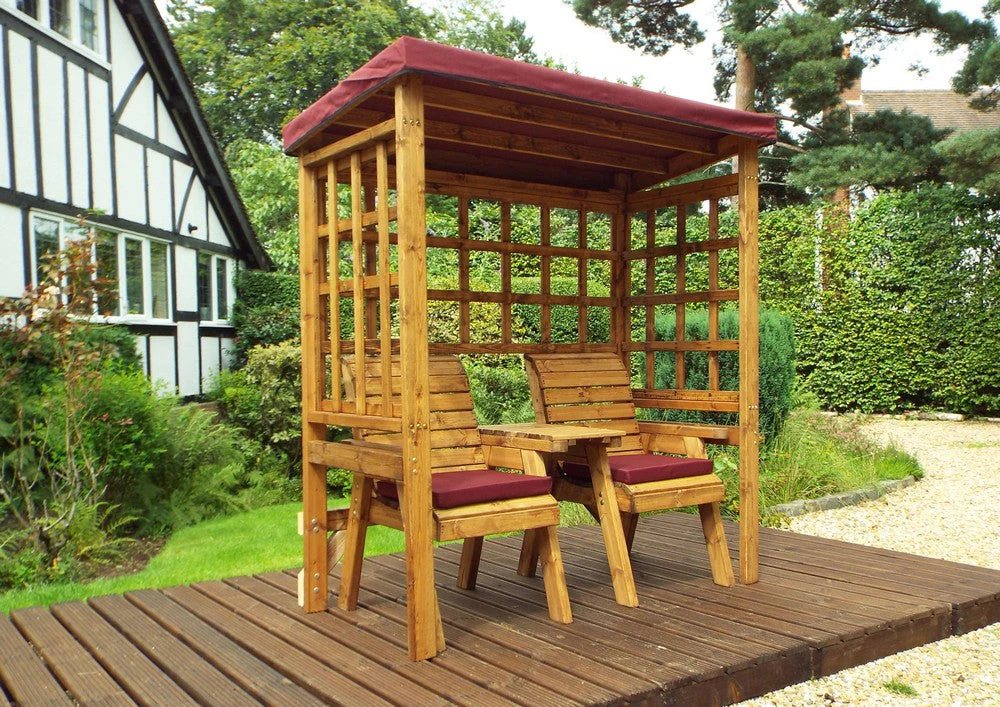 Henley Garden Tete a Tete by Charles Taylor - 2 Seats burgundy Cushions - Image 2